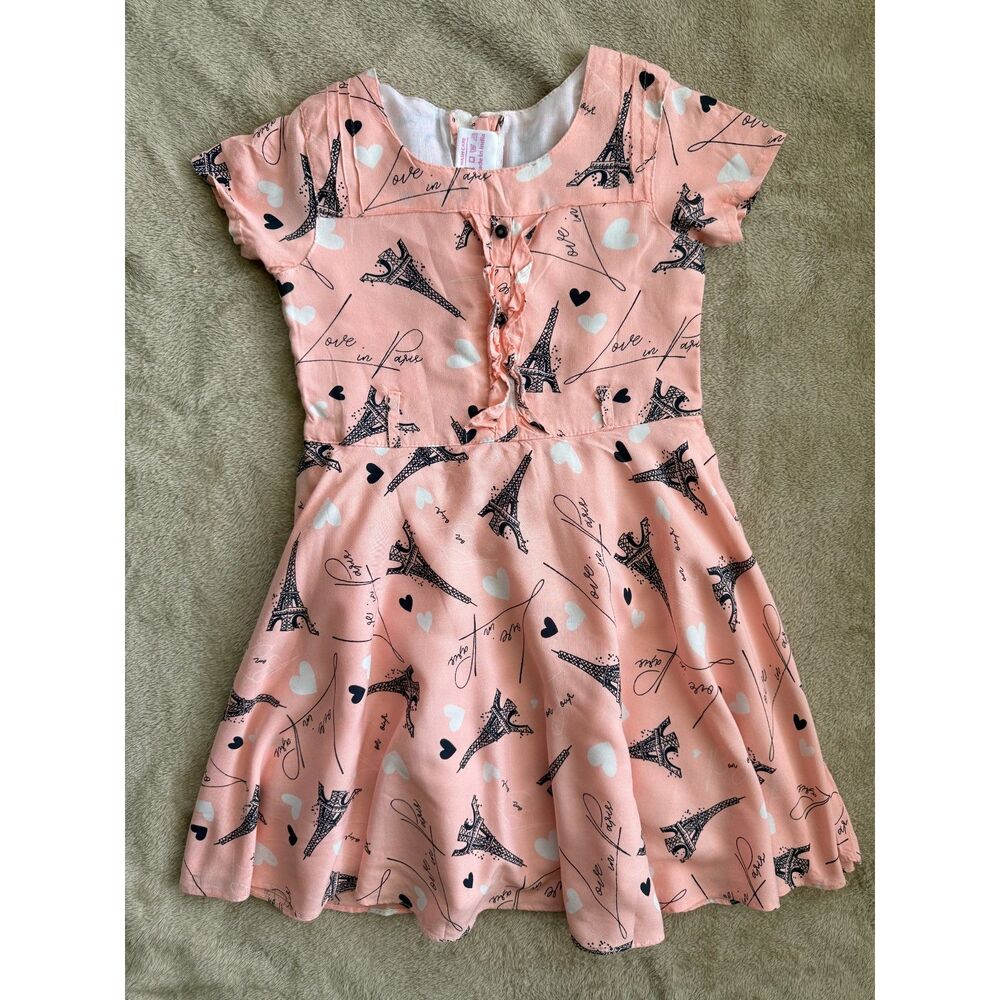 Heer Girls Paris Dress Size 6T Pink Black White Gently Used